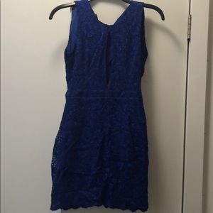 Royal Blue Lace Keyhole Cutout Mini Dress